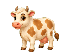 A cow raised on the farm